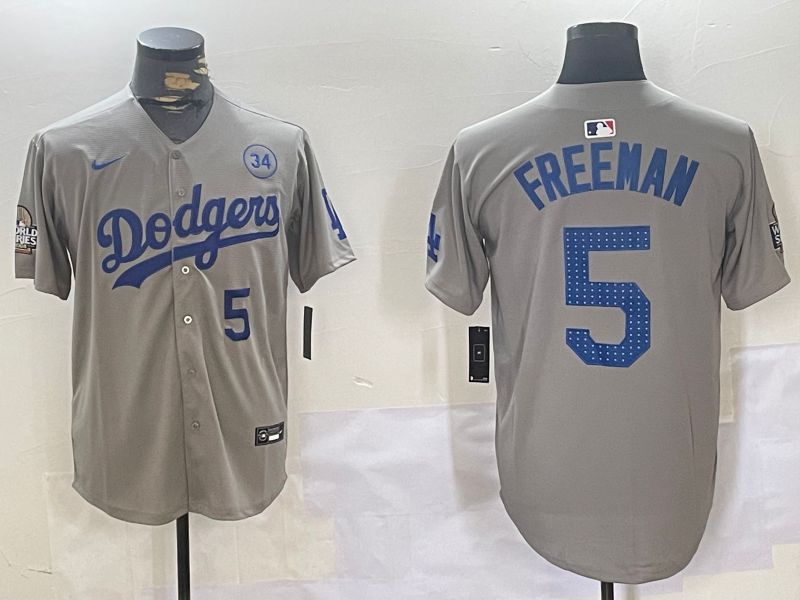 Men Los Angeles Dodgers #5 Freeman Grey Game 2024 Nike MLB Jersey style 11203